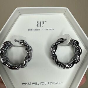 Stylish Silver Chain Hoop Earrings